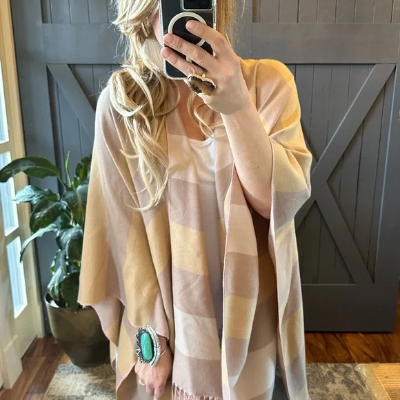 New Bohemian Stripped Fringed Blanket Cardigan Sweater Wrap Top Shawl - Picture 8 of 11